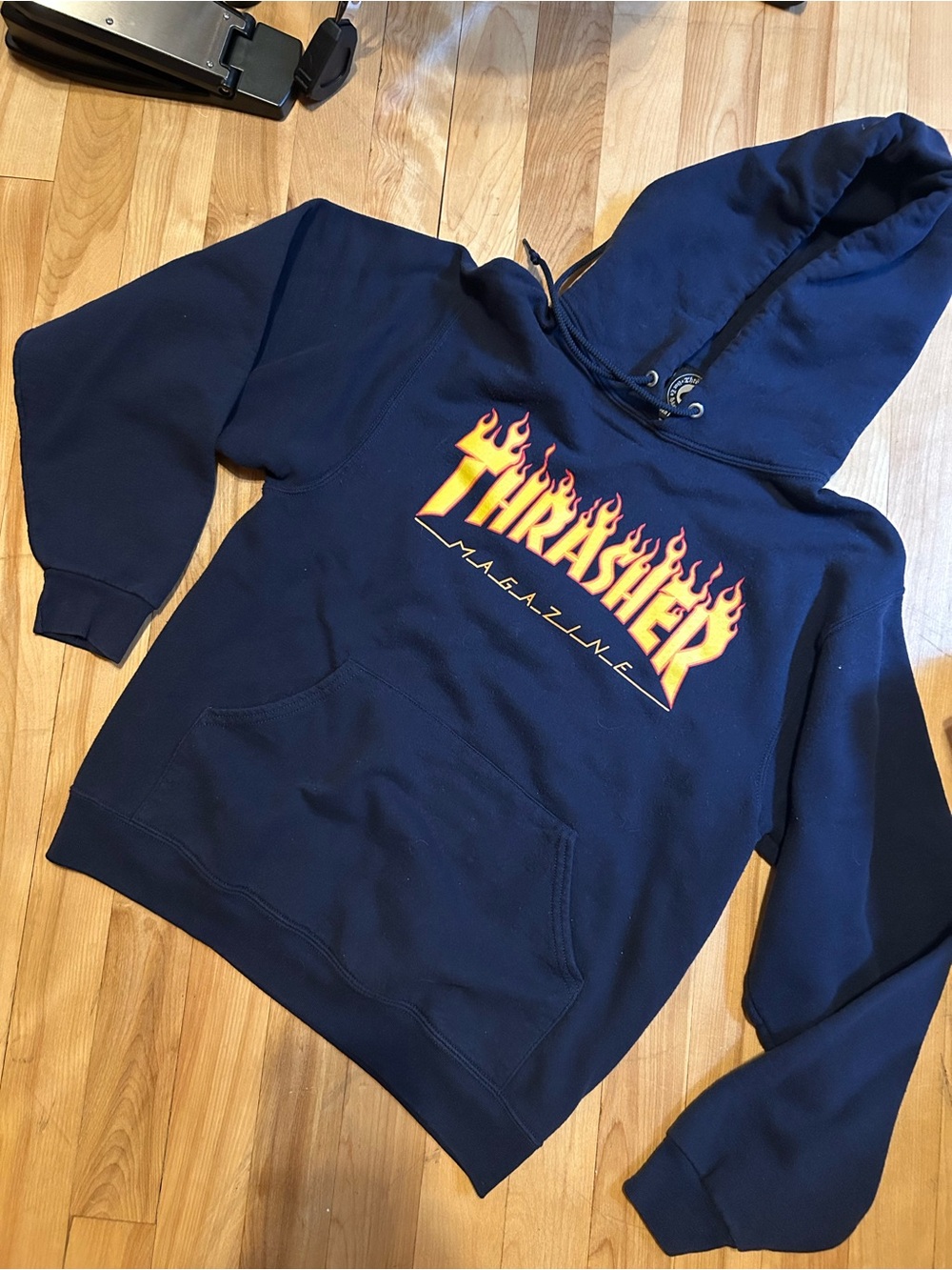 Thrasher Navy Hoodie with Flame Logo